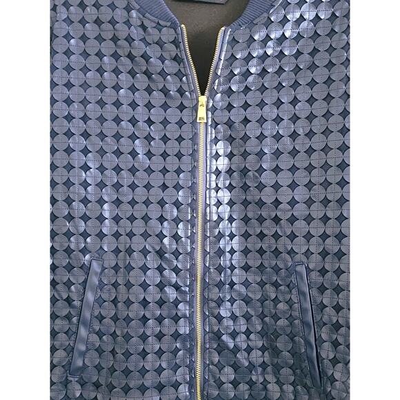 Jacket-Colleen Lopez-Navy Blue-Zipper-Unique Design-Faux Leather-Size LRG - Picture 5 of 15